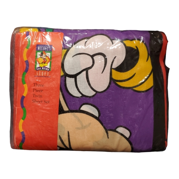 Vintage 90s Disney Mickey & Crew -2 Twin Sheet & 2 Pillow Cases RARE New Sealed - Picture 11 of 16